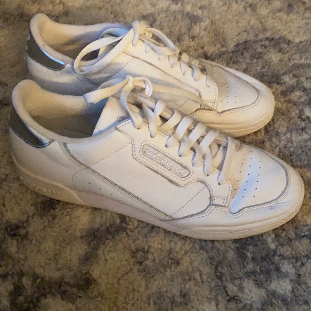 Women’s Adidas size 10 white and silver sneakers